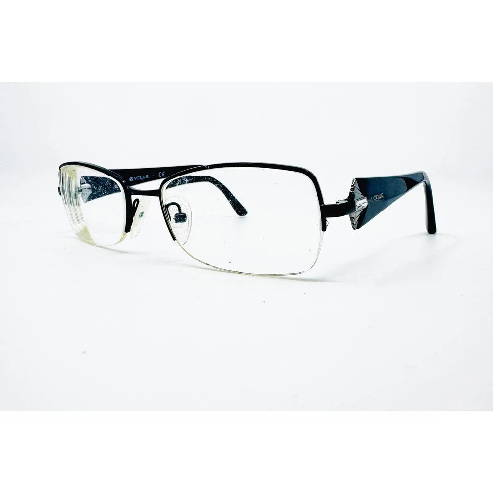 Vogue Eyeglasses Womens Black VO 3864-B 352 53-18-135 Half Rim Rectangular 53-18